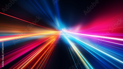 Colorful Light Trails, Long Time Exposure Motion Blur Effect. Illustration