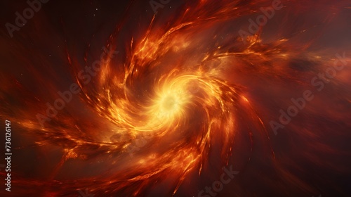 An intense abstract image of a fiery vortex, swirling with bright light and glowing particles that suggest dynamic motion and energy.