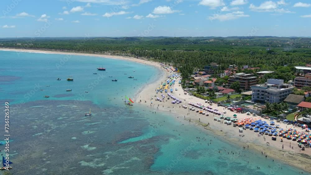 Porto de Galinhas. Beach. Brazil. The collection of incredible tidal pools is one of the main reasons why Porto Galinhas is so popular. Going to the pools can be done in a small sailboat.