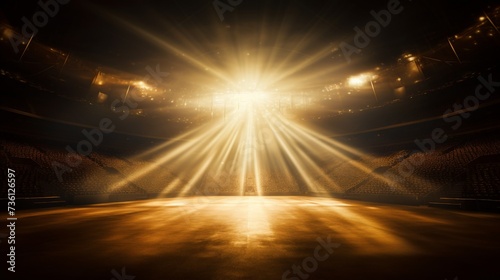 Golden stadium lights with rays