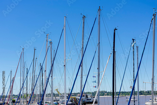 Elegant masts adorn the small port. 
