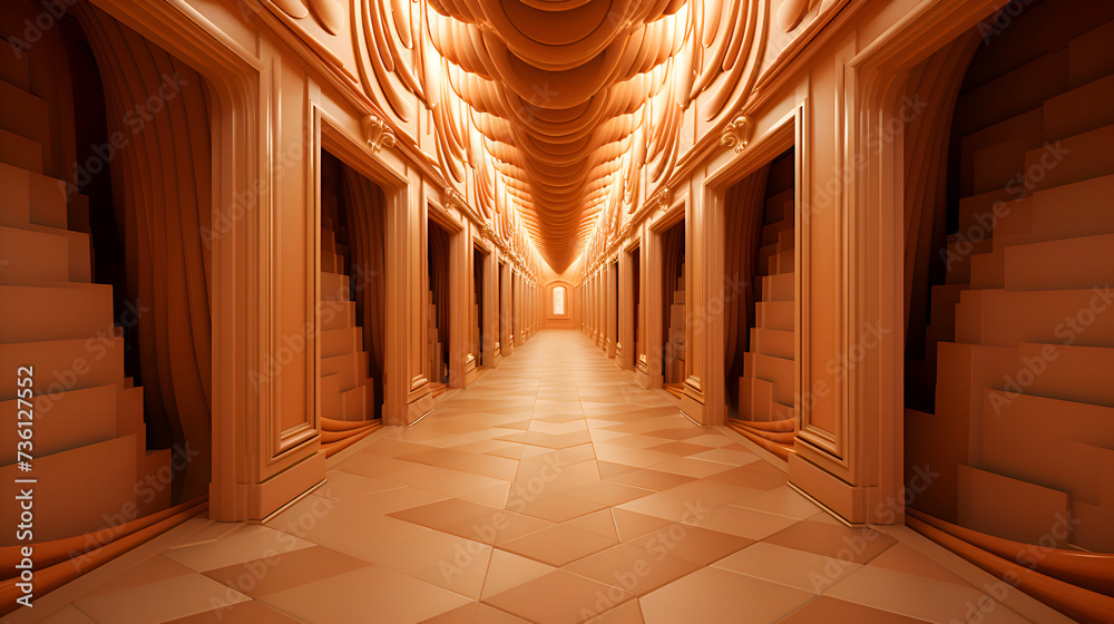 3D rendering of Futuristic hallway corridor with glowing lights and shadow 3D rendering of Futuristic hallway corridor with glowing lights and shadow