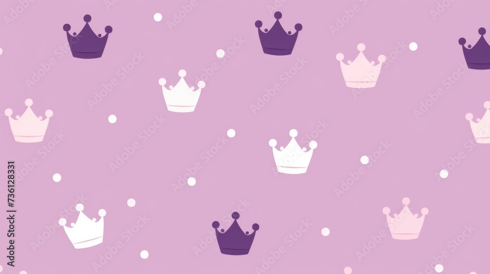 Background with minimalist illustrations of crowns in Mauve color