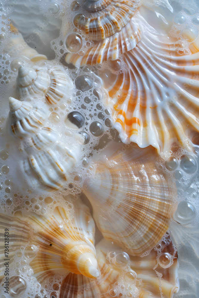Sea shells and starfish on the sandy beach wallpaper background. Summer holiday concept background Sea shells and starfish on the sandy beach wallpaper background. Summer holiday concept background