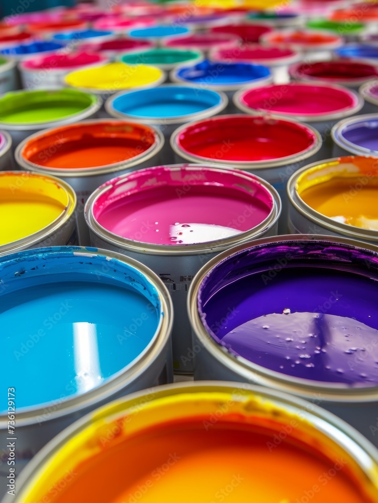 Array of Colorful Paint Cans Array of Colorful Paint Cans