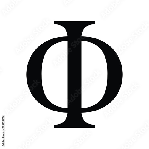 Fototapeta Naklejka Na Ścianę i Meble -  Phi greek letter icon , black isolated vector illustration