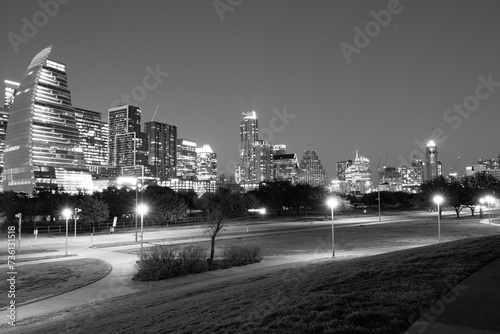 Evening Enchantment: Austin Texas Buildings Aglow at Dusk