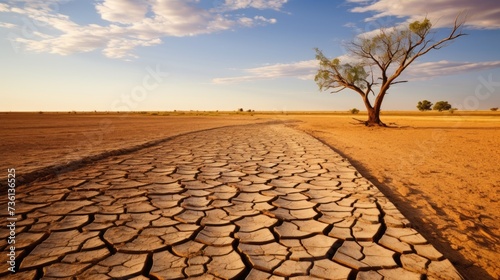 Global warming, extreme weather events and cracked dry soil. The impact of climate change on dry inland landscapes photo
