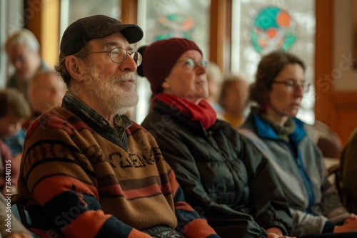 Purim tradition of “reading the Megillah.” Elderly people sit in the synagogue and listen to the Scroll of Esther being read aloud.