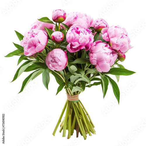 bouquet of pink peonies flowers , isolated on transparent background