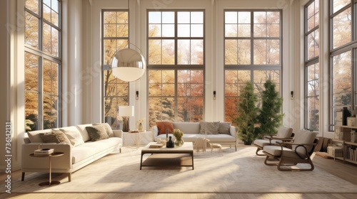 Floor-to-ceiling windows to bring in natural light AI generated illustration photo