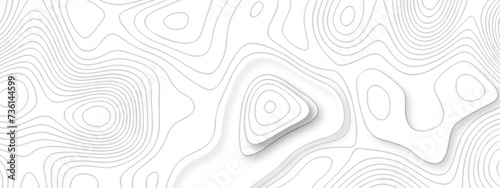 Topographic map background geographic line map with seamless ornament design. The black on white contours vector topography stylized height of the lines map.