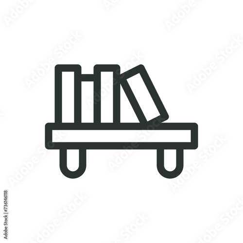 Bookshelf isolated icon, book shelf vector symbol with editable stroke
