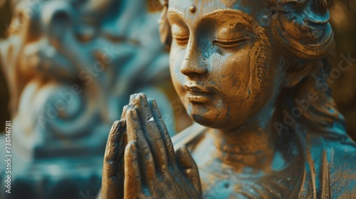 Statue of a woman praying, suitable for religious or spiritual themes