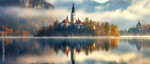 Bled lake, Slovenia, nature background photo