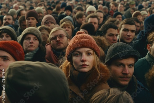A picture of a large group of people standing in a crowd. This versatile image can be used to represent a variety of concepts and situations