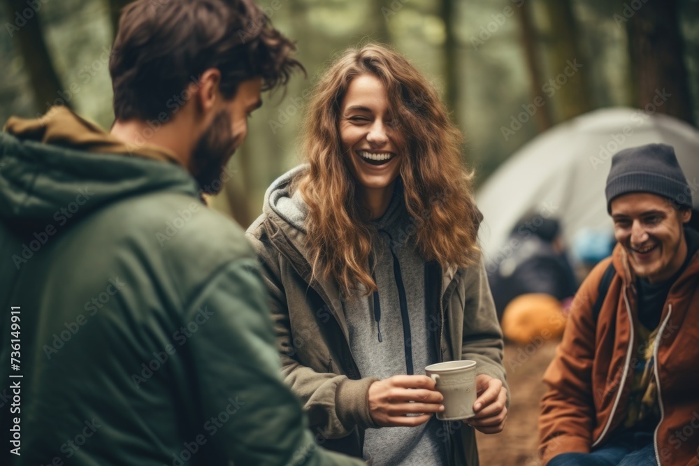 A group of people sitting around a campfire, enjoying the warmth and companionship. Perfect for outdoor activities and camping-related projects A group of people sitting around a campfire, enjoying the warmth and companionship. Perfect for outdoor activities and camping-related projects