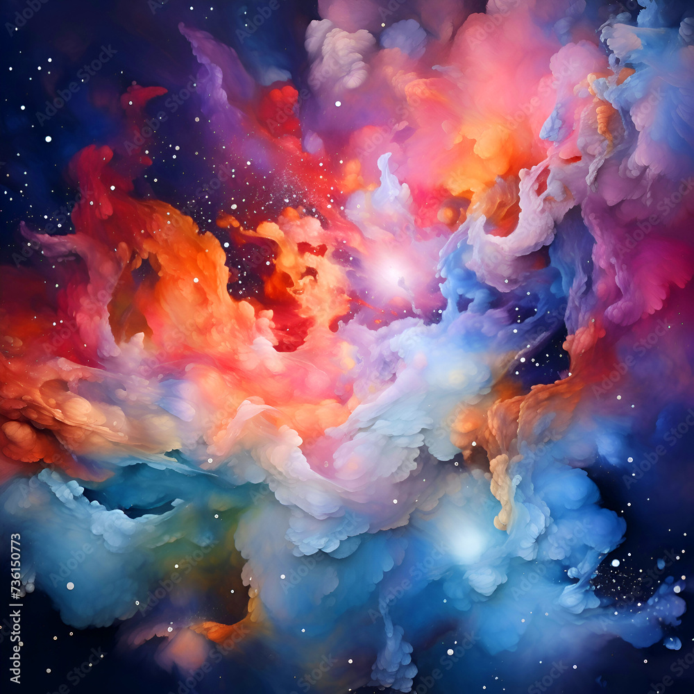 Abstract space background with colorful nebula and stars. 3D rendering