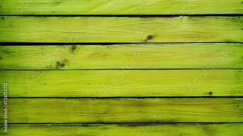 Colorful rich lime green background and texture of wooden boards