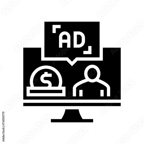 sponsored content glyph icon vector. sponsored content sign. isolated symbol illustration