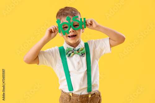 Happy little boy wearing gr...
