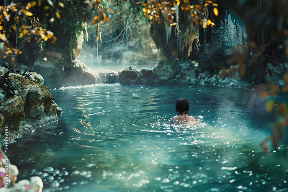 child swimming in the spa pool