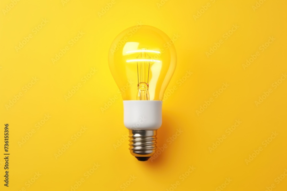 A yellow light bulb on a yellow background. Can be used to represent creativity, innovation, and bright ideas A yellow light bulb on a yellow background. Can be used to represent creativity, innovation, and bright ideas