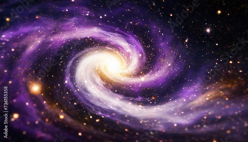 Abstract galaxy space swirl purple,white swirl twirl in the middle a flash of fire light. a lot of stars,dark sky background. ideal for wallpaper or overlay.