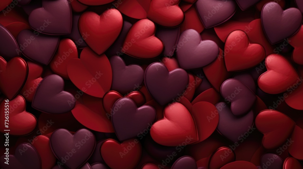Crimson Color Hearts as a background