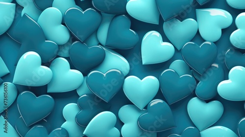 Cyan Color Hearts as a background