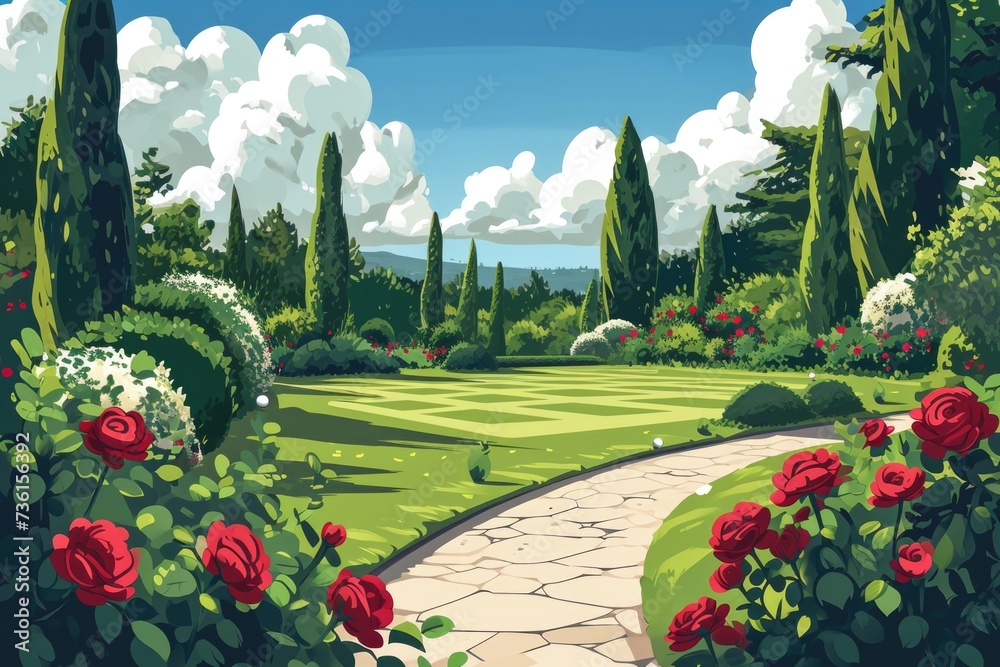 Cartoon Croquet: Sunny Day in the Rose Garden