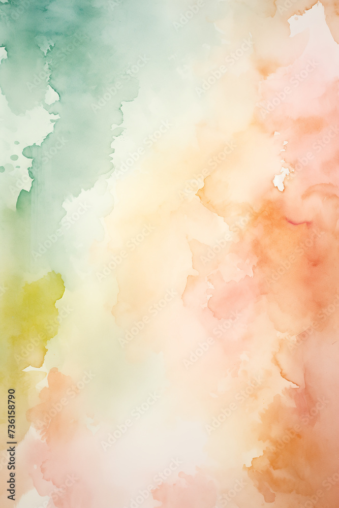 Spring abstract background in pastel colors. Watercolor painting with wet on wet technique. Generative AI.
