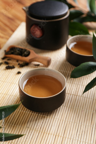 Cup of Chinese tea on table