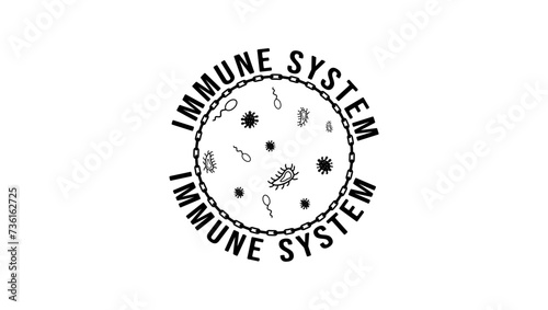 Immune system emblem, black isolated silhouette photo