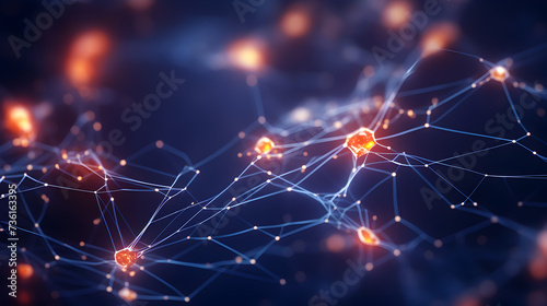 Glowing dots on dark background,, An abstract image showing a network of interconnected nodes with Bitcoin symbols flowing between them, illustrating the decentralized nature of the blockchain techno 