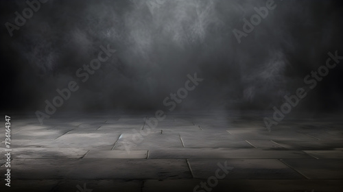 Texture dark concrete floor with mist or fog background,,
Empty dark abstract cement floor and studio room with smoke float up interior texture for display products wall background Pro Photo

