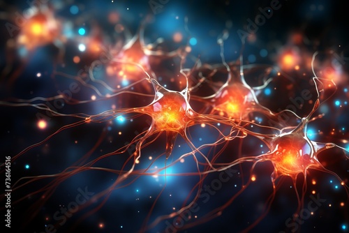 Abstract background with neuron cells scientific concept of neural connections and brain activity © Kateryna Muzhevska