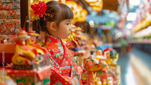 Japanese Kokeshi dolls illuminated by warm lantern light in a traditional setting. Celebrating Japanese heritage.