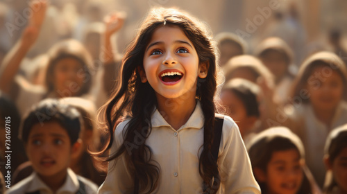 Rural school girl giving a happy expression. © Fary