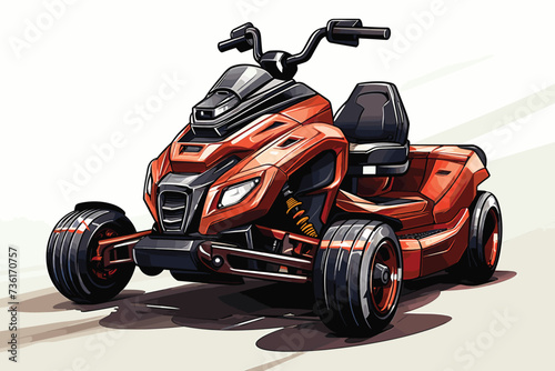 A red go kart on a road vector illustrations art.