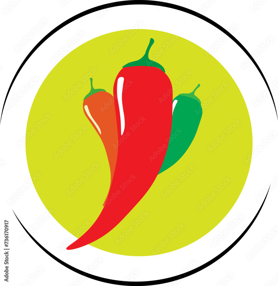 Chili spicy on plate icon vector design Chili spicy on plate icon vector design