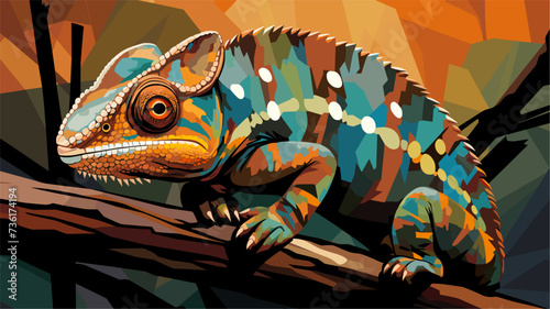 Abstract patterns forming a chameleon  showcasing the adaptability and camouflage found in the natural world. simple Vector Illustration art simple minimalist illustration creative