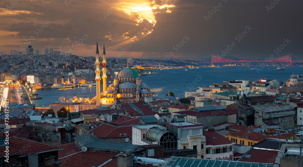 Galata Tower, Galata Bridge, New Mosque and Bosphorus Bridge, the most beautiful view of Istanbul
​