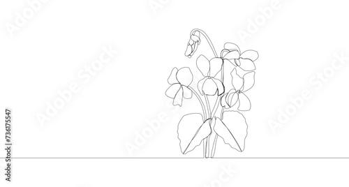Single continuous one line art violet single line border. Concept design sketch outline drawing vector illustration
