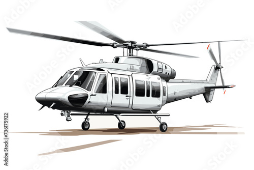Drawing Military helicopter isolated on white background - 3D Render.