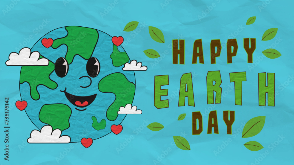 Naklejka premium Happy earth day poster banner vector illustration