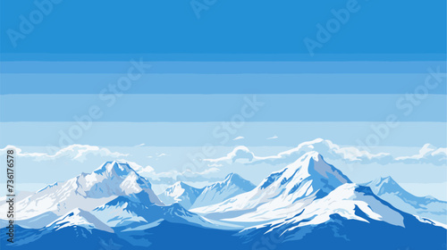 Snow-capped mountain peaks against a clear sky illustrating the pristine beauty of winter landscapes. simple Vector Illustration art simple minimalist illustration creative
