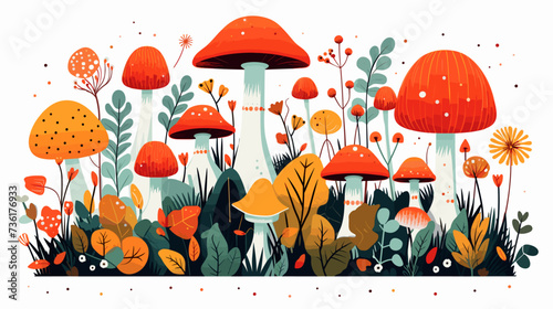 Whimsical mushroom with vibrant colors  showcasing the diversity of fungi in the natural world. simple Vector Illustration art simple minimalist illustration creative