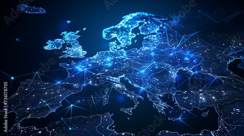 Digital Europe Map  concept of global network and connectivity  international data transfer and cyber technology  worldwide business  information exchange and telecommunication