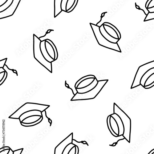 Seamless pattern with hand drawn graduation hats